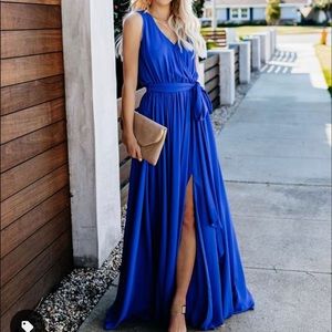 Diana Sleeveless Maxi Dress in Ocean Blue